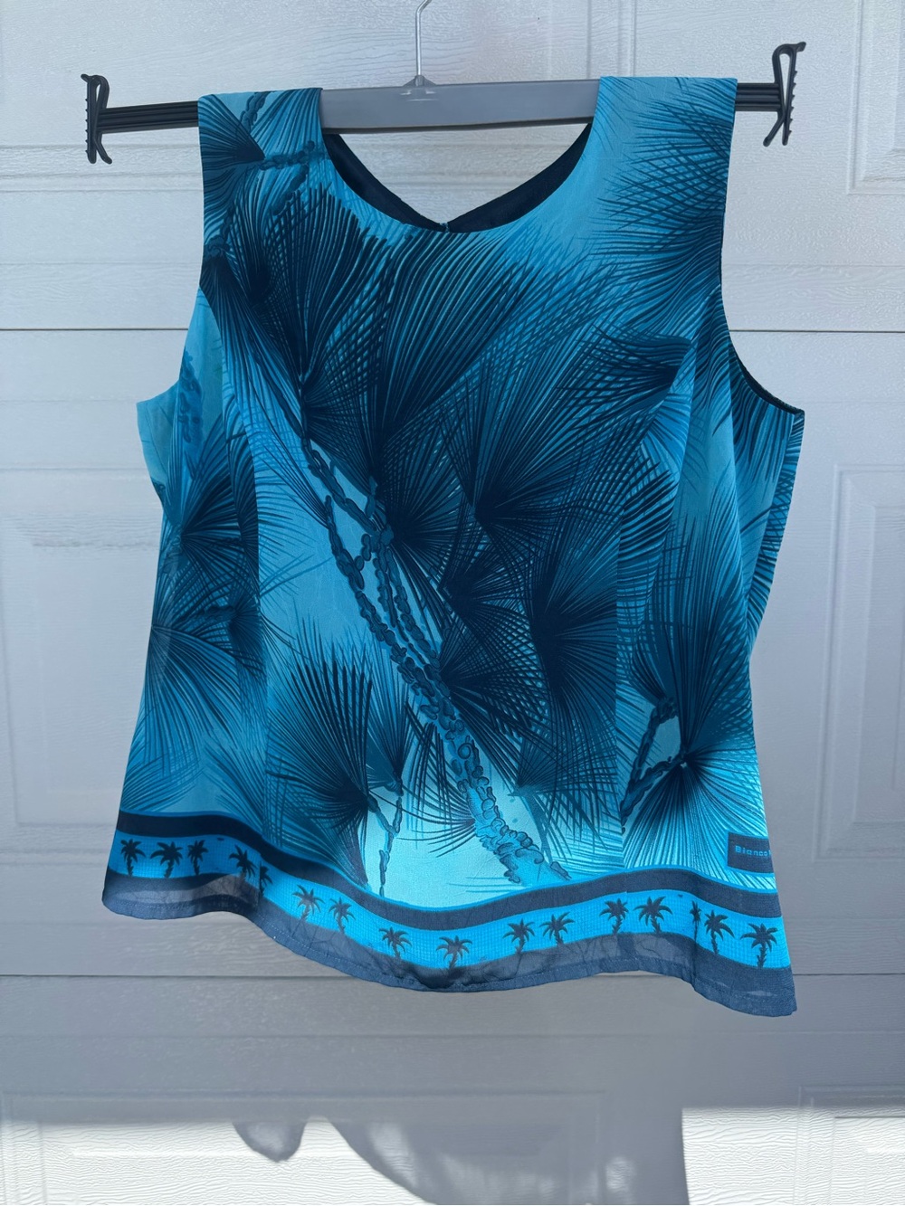 Women’s Tropical Print Blue Sleeveless Top